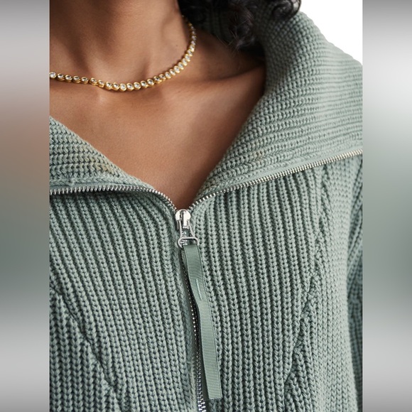 NWT VARLEY Mentone Half-Zip Knit Pullover in Lily Pad - Picture 2 of 5